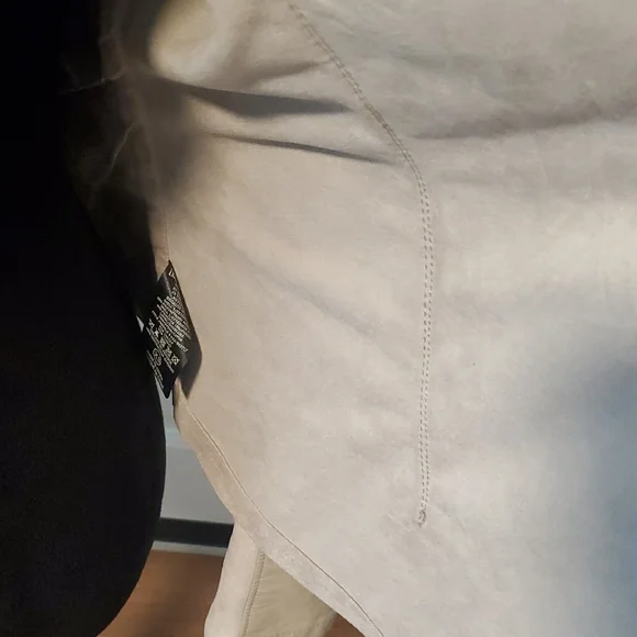 Blank NYC Cream Asymmetrical Faux Suede And Faux Leather Zip Up Jacket - Picture 8 of 15